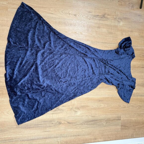 Vintage Vittoria Virini Velvet Maxi Dress Blue Fit and Flare Whimisigoth Witchy - Picture 4 of 8